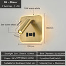 Axyaa Multifunctional LED Wall Sconce with USB Ports & Switch