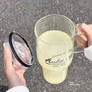 Axyaa 1000ml Glass Cup with Lid and Straw - Aesthetic Drink Bottle
