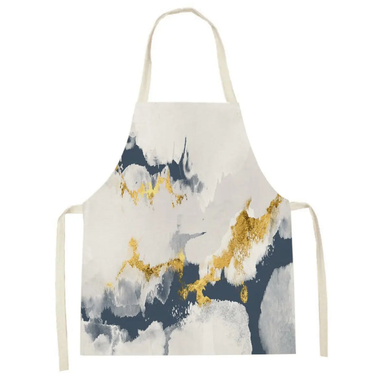 Axyaa White Gold Mountain View Kitchen Apron for Home Cooking and Baking