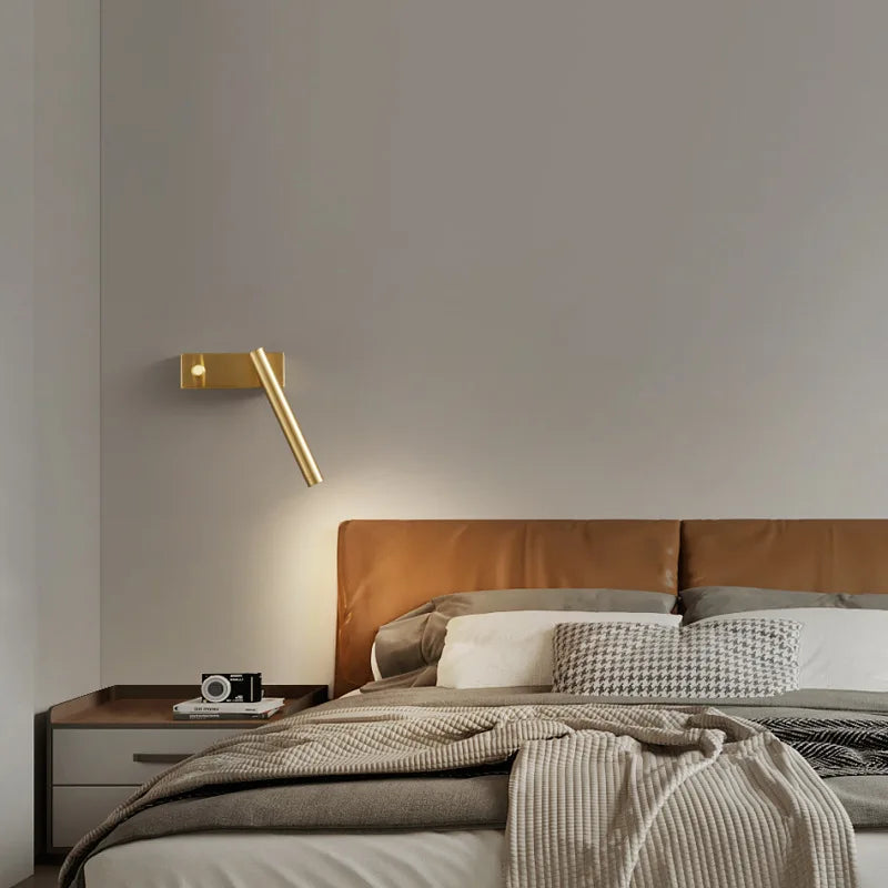 Axyaa Rotatable Copper Wall Lights for Bedroom Living Room Reading Lamp