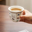 Axyaa Latte Flower Ceramic Coffee Cup,  Simple White Teacup,  Creative Round Mug