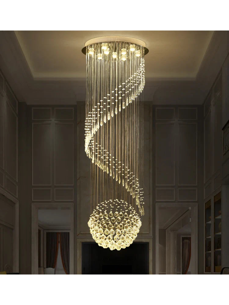 Axyaa Crystal Chain Pendant Light Chandelier for Living Room Staircase