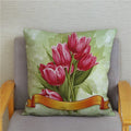 Axyaa Bedroom Tulip Flower Floral Cushion Cover Pillowcase for Sofa