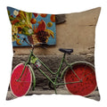 Axyaa Vintage Flower Clock Car Printed Linen Pillow Cover 45x45cm