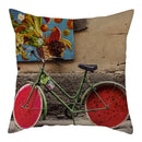 Axyaa Vintage Flower Clock Car Printed Linen Pillow Cover 45x45cm