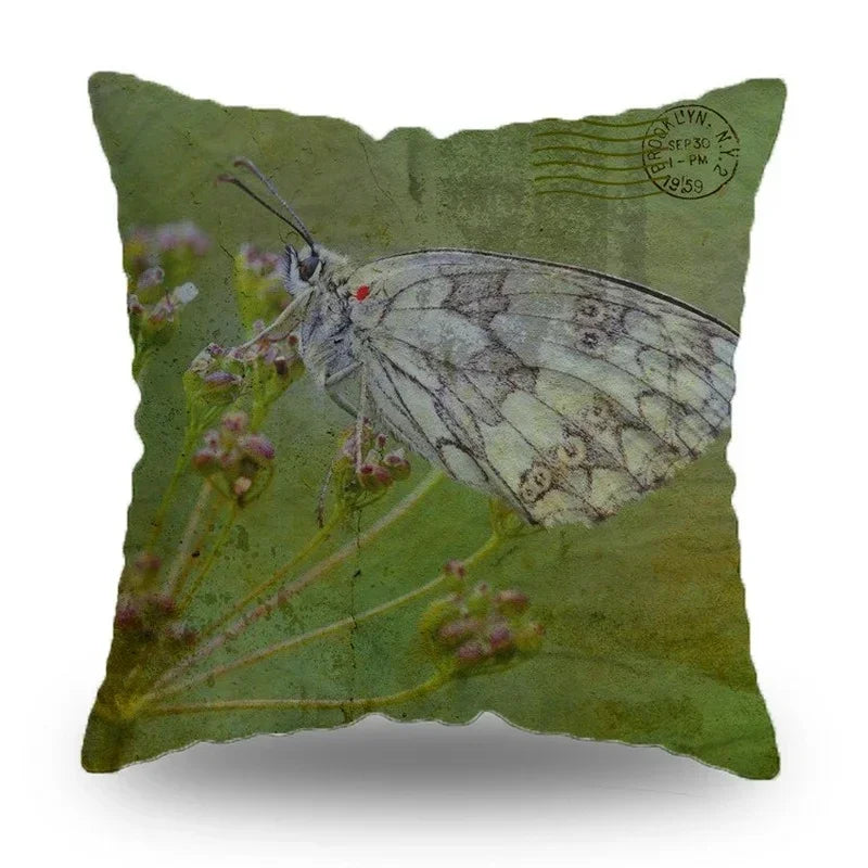 Axyaa Retro Butterfly Pattern Pillowcase 45x45cm Decorative Cushion Cover