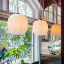 Axyaa White Glass Ball Chandelier - LED Pendant Lights for Home and Restaurant Decor