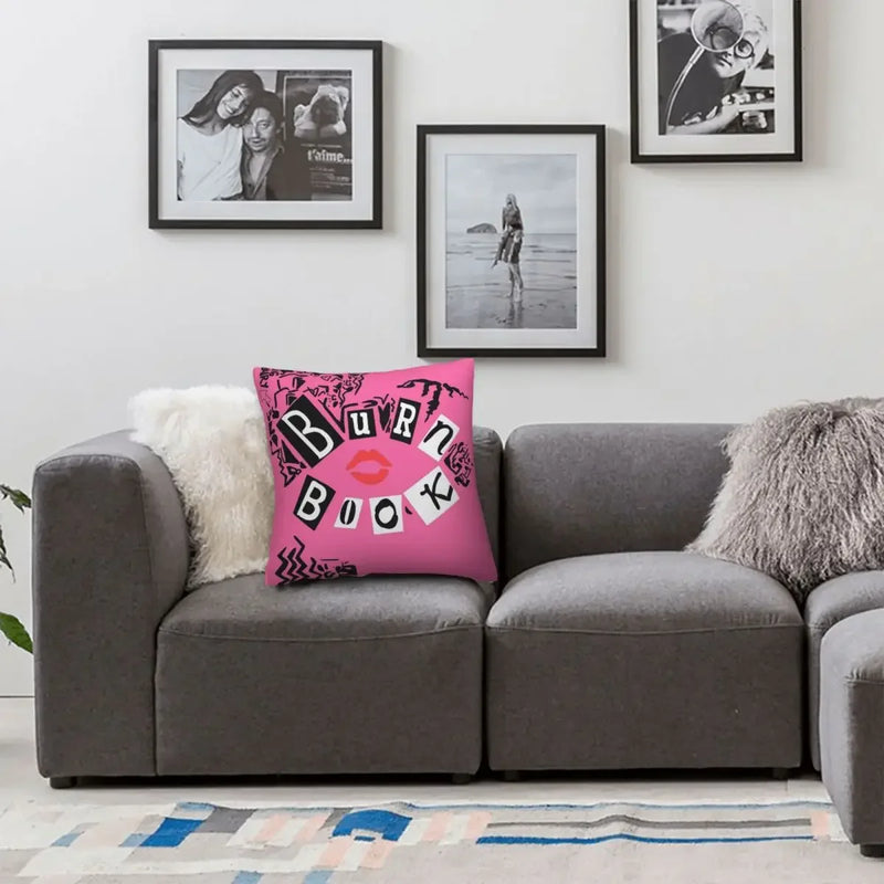 Axyaa Burn Book Mean Girls Pillowcase - Zip Decor Sofa Cushion Cover