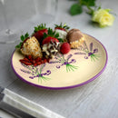 Axyaa Lavender Floral Ceramic Dinnerware Set for 4 | Purple & Cream Tableware Service