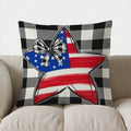 Axyaa Red Truck USA Flags Throw Pillow Cover