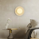 Axyaa Wabi Sabi LED Wall Lamp Yellow Travertine Pull Chain Switch for Living Room