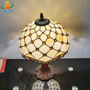 Axyaa Beige Bead Table Lamp Tiffany Style European Retro Glass 220V E27 Metal Base
