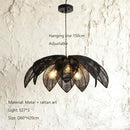 Axyaa Wabi Sabi Rattan Pendant Light - Bohemian Farmhouse 3-Light for Home Décor
