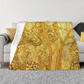 Axyaa Gold Floral Throw Blanket - Sofa & Dorm Room Decor Essentials