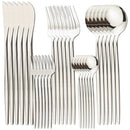 Axyaa Gold Stainless Steel Cutlery Set, 30Pcs Western Tableware Fork Knife Spoon Set