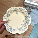 Axyaa Blue Floral Deep Plate - Elegant Medieval Style for Desserts and Salads