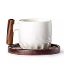 Axyaa Ceramic Kung Fu Teacup in Frosted Finish with Wooden Handle