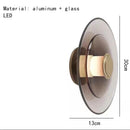Axyaa LED Gray Amber Glass Wall Lamp Modern Round Sconce for Bedroom Aisle