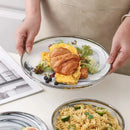 Axya Silver Rim Marble Ceramic Dinnerware Set for Family and Hotel