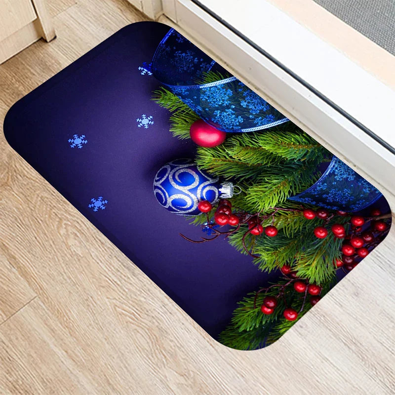 Axyaa Christmas Balls Tree Printed Door Mat Non-Slip Floor Carpet)((((