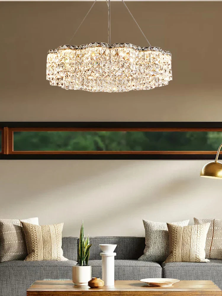 Axyaa Crystal Chandelier Pendant Light - Elegant Indoor Hanging Fixture