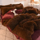 Axyaa Plush Pink Mink Velvet Queen Bedding Set with Sheets