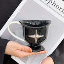 Axyaa 12oz Ceramic Breakfast Mug - Nordic Style Black Green Couple Coffee Cup