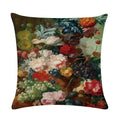Axyaa Retro Oil Painting Linen Cushion Cover for Home Decor