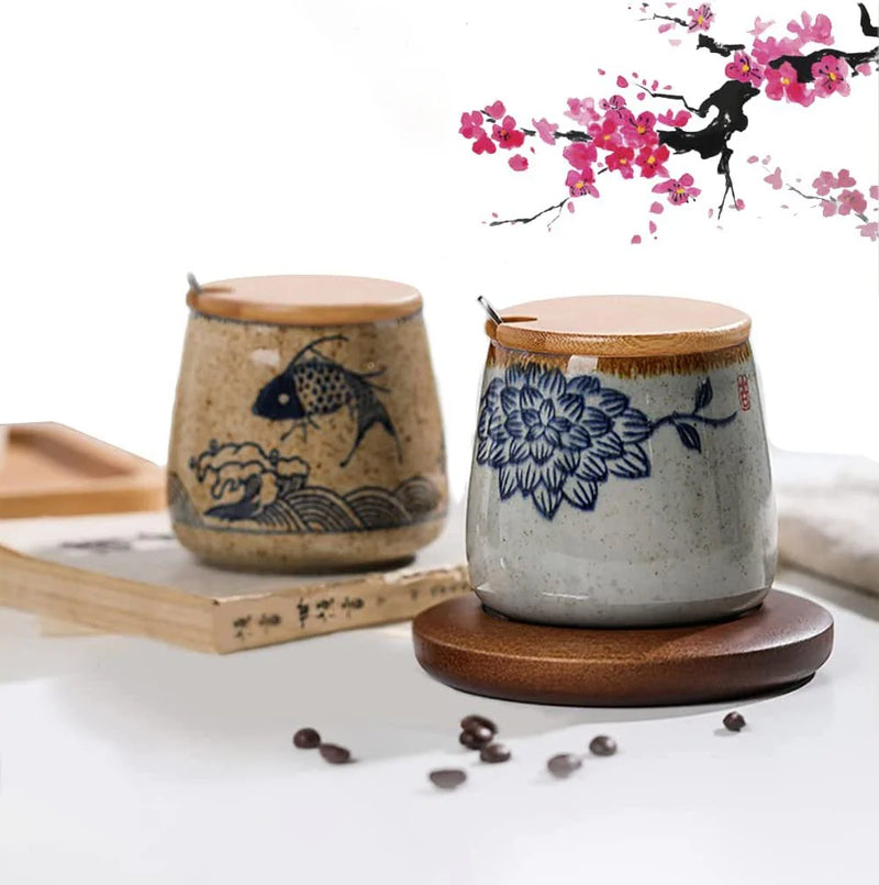 Axya Retro Ceramic Coffee Mug 380ml - Japanese Style Tea Cup Home Tumbler Gift