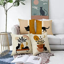Axyaa Abstract Cat Plant Sunset Pillow Case