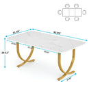 Axyaa 63" Faux Marble Top Dining Table: Modern Kitchen Table
