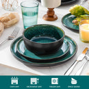 Axyaa 18/36 Piece Green Reactive Glaze Stoneware Dinnerware Set