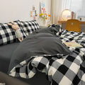 Axyaa Plaid Queen Size Duvet Cover Set with Sheets - High Quality Skin Friendly Bedding