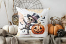 Pink Pumpkin with Bow Cushion Cover for Halloween Decor by Axyaa
