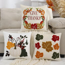 Axyaa Velvet Embroidered Fall Halloween Decorative Pillowcase Maple Leaf Pumpkin Sofa Cushion Covers
