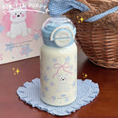 Axyaa 500ml Stainless Steel Tumbler with Straw, Handle - Cute Kawaii Design