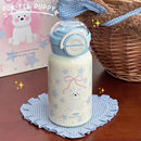 Axyaa Kawaii Stainless Steel Thermos Tumbler 500ml with Handle and Straw
