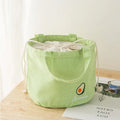Axyaa Cute Drawstring Fruit Embroidery Lunch Bag for Kids, Thermal Insulated Tote