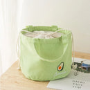 Axyaa Cute Drawstring Fruit Embroidery Lunch Bag for Kids, Thermal Insulated Tote