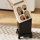Axyaa Round Kitchen Trash Can with Lid and Wheels, Large Capacity Garbage Bin