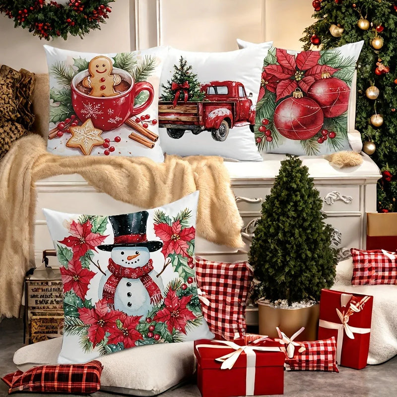 Axyaa Christmas Printed Pillow Cover Set for Festive Home Decor