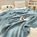 Axyaa Waffle Cotton Throw Blanket for Bed & Sofa - Soft & Breathable Summer Plaid Blanket