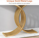 Axyaa Faux Marble Console Table with Geometric Metal Legs