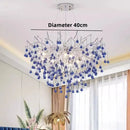 Axyaa Crystal Teardrop Chandelier: Elegant Glass Pendant Lamp for Bedroom Ceiling Lighting