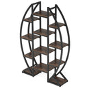 Axyaa 5 Tier Oval Bookshelf, Industrial Triple Wide Etagere for Living Room