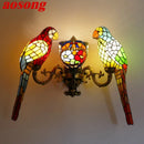 Axyaa Tiffany Parrot Wall Lamp - American Countryside Stained Glass Decoration