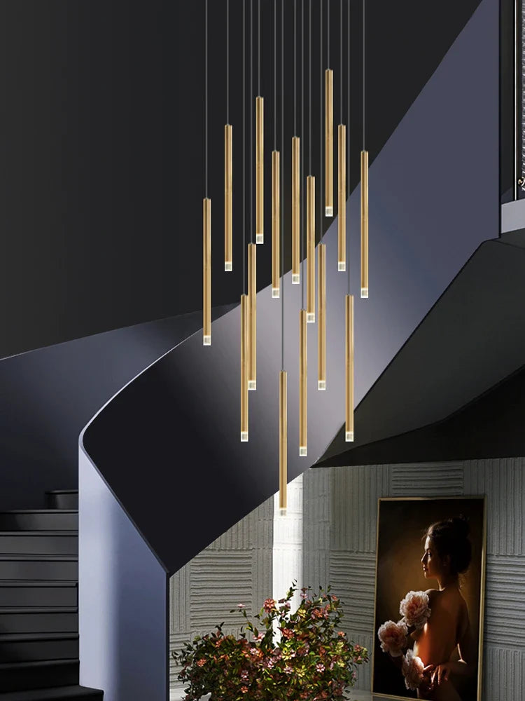 Axyaa Copper Cylinder Chandelier - Modern Nordic Kitchen & Living Room Lamp