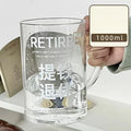 Axyaa 1000ML Glass Measuring Cup with Lid, Handle Large Milk Coffee Mug