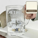Axyaa 1000ML Glass Measuring Cup with Lid, Handle Large Milk Coffee Mug