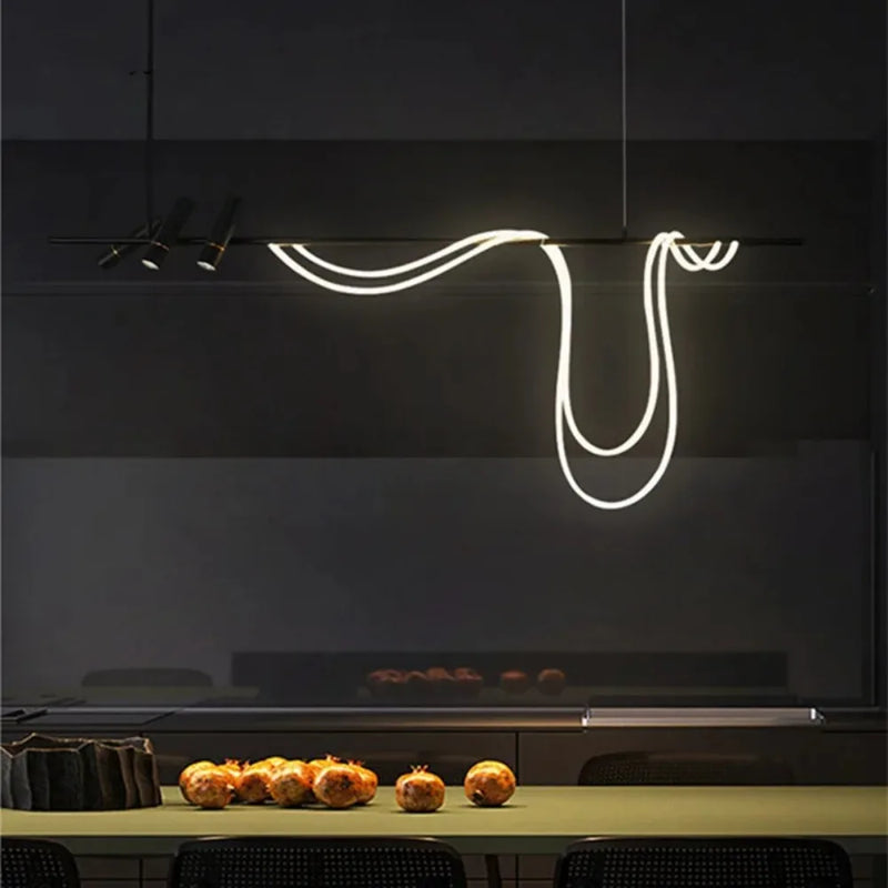 Axyaa Black LED Pendant Chandelier for Kitchen Dining Table - Modern Home Lighting Fixtures